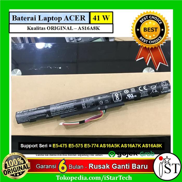 Gambar Baterai Laptop Acer Aspire ES1-432 AS16A5K AS16A7K AS16A8K - Hitam dari istartech undefined Tokopedia