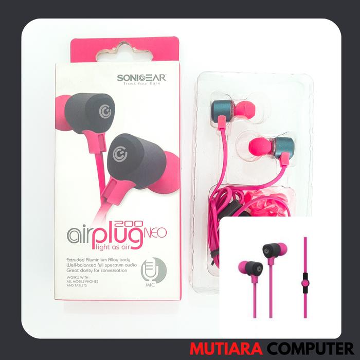 Gambar EARPHONE / Headset Sonicgear Airplug - Merah Muda dari MutiaraCom undefined Tokopedia