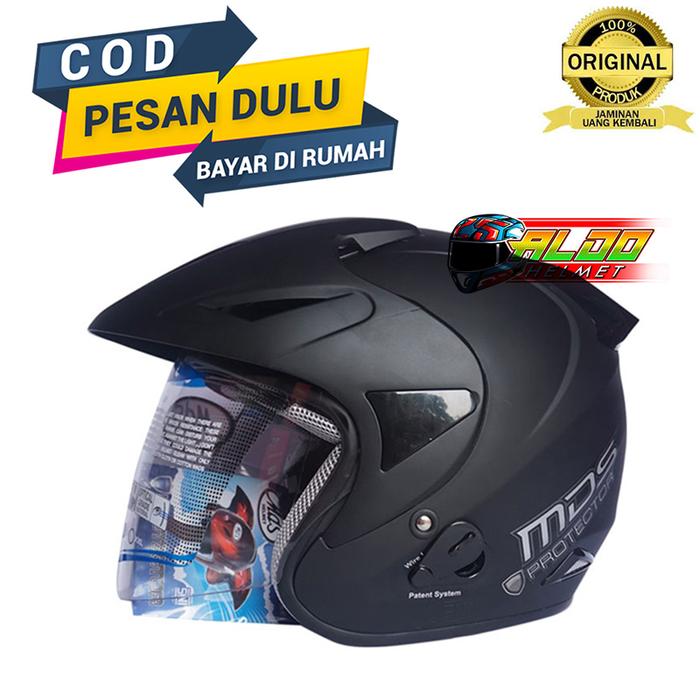 Jual HELM MDS PROTECTOR SOLID BLACK 