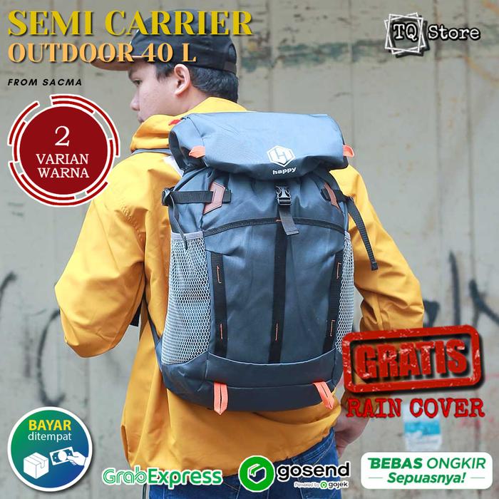 Gambar Tas Semi Carrier Hiking Camping 40 Liter Ransel Gunung Free Raincover - Abu-abu dari TQSTORE9 undefined Tokopedia