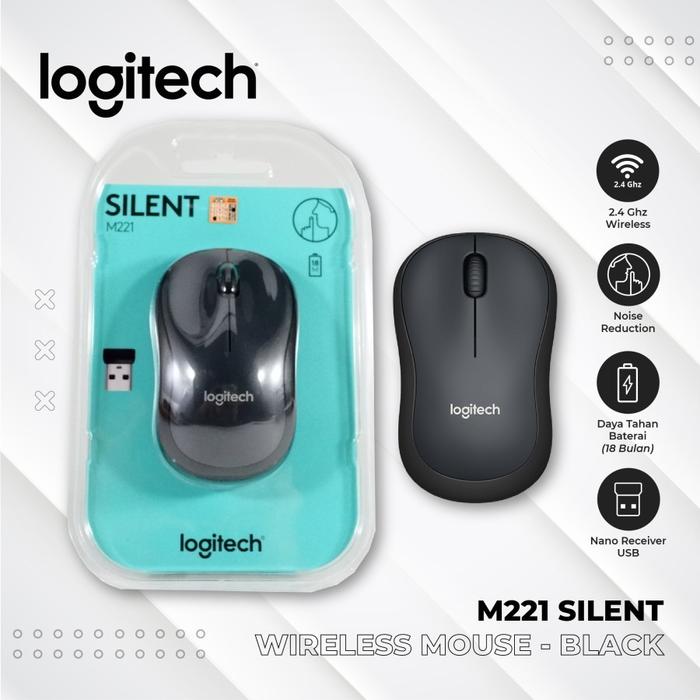 Gambar Logitech M221 / M 221 Wireless Mouse Optical ( Silent Mouse) - Hitam dari Gaming Plus Store undefined Tokopedia