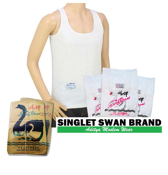 Gambar KAOS SINGLET PRIA SWAN BRAND ORIGINAL MURAH UKURAN 34 36 38 40 42 - Putih, 34 dari Aditya Moslem Wear undefined Tokopedia