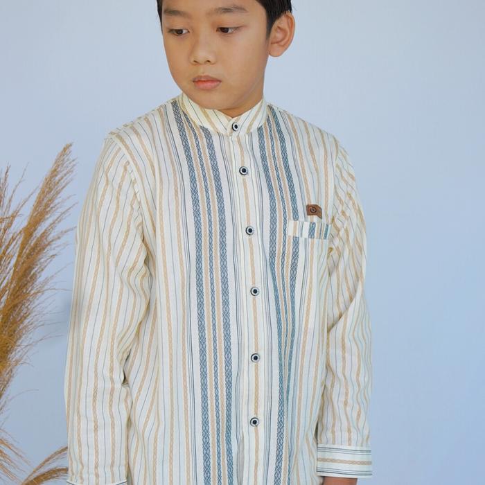 Gambar Baju Koko Anak/ Kemeja Koko Anak Lengan Panjang - Cream, XS dari Toko Byoung undefined Tokopedia