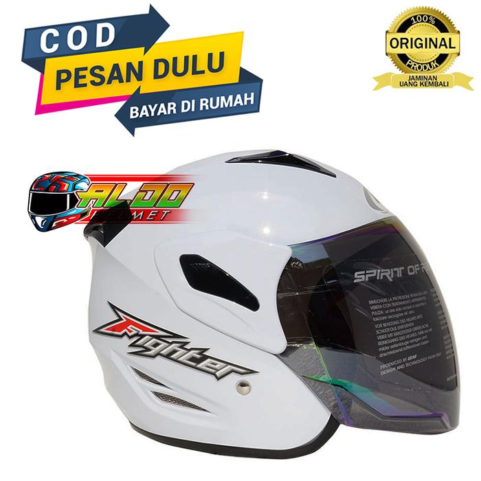 Gambar HELM GM FIGHTER SOLID WHITE / HELM HALF FACE - M dari aldohelm2 undefined Tokopedia