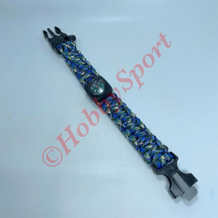 Gambar Gelang Paracord Kompas Pemantik Api Peluit Pisau Flint Survival Tali - Biru dari HobbySport undefined Tokopedia