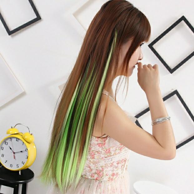 Gambar Hairclip Extension Korea Lurus Panjang Rambut Sambung Wanita Ombre Ori - Hijau dari lookdeloops undefined Tokopedia