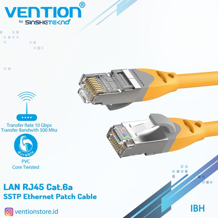 Gambar Vention IBH 35M Kabel Lan Cat6a Cat6 Ethernet RJ45 Gigabit SSTP SFTP - Kuning dari Vention Authorized Store Kota Administrasi Jakarta Barat Tokopedia