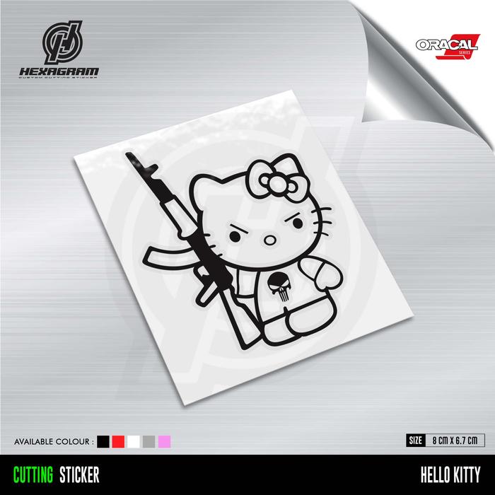 Gambar Cutting Sticker Hello Kitty Punisher | Stiker Hello Kitty Punisher - Hitam dari Hexagram Stiker undefined Tokopedia
