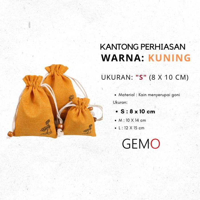 Gambar KANTONG KAIN / POUCH ANEKA WARNA UNTUK PERHIASAN ASESORIS KOSMETIK - Kuning, S dari TokoGemo undefined Tokopedia