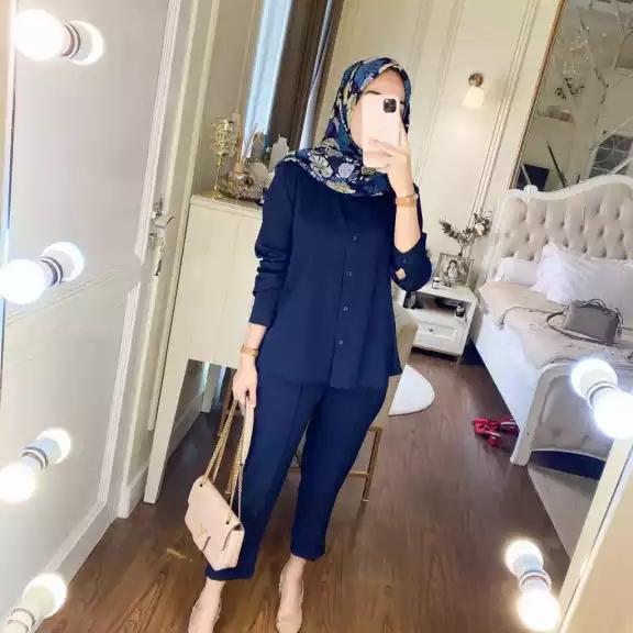 Gambar Baju stelan /stelan wanita terbaru /set clana nagita set - navy dari nayylafashion undefined Tokopedia