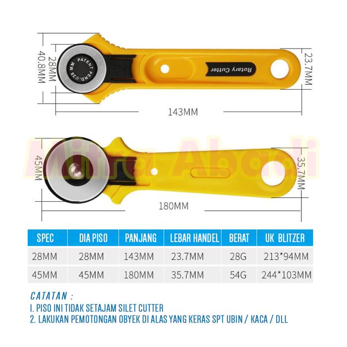 Gambar Rotary Cutter / Pisau Putar Pemotong Kain - 45 mm dari Mitra Abadi Official_NEW undefined Tokopedia