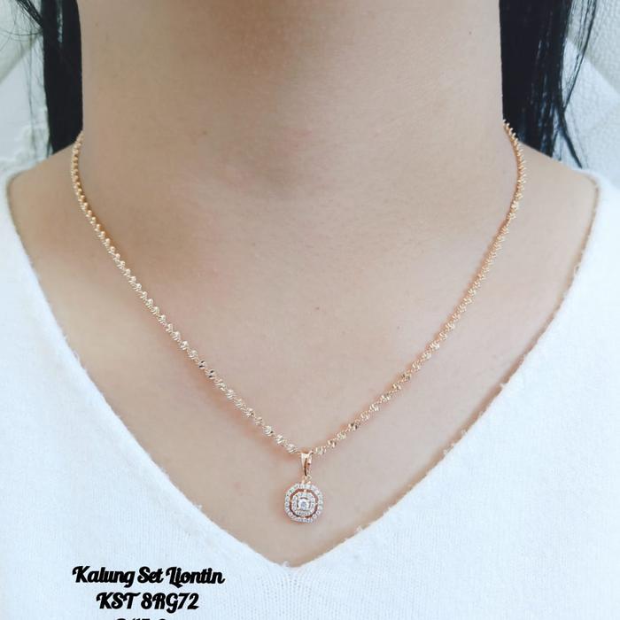 Gambar Kalung Titanium Wanita Set Liontin Permata Mirip Perhiasan Emas Asli - Rose Gold22k dari Blinkjewelry88 undefined Tokopedia