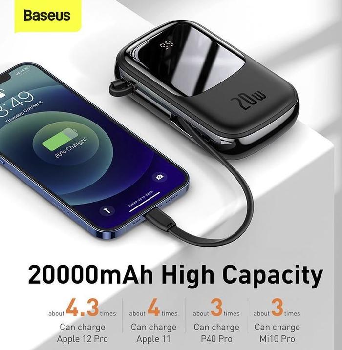 Gambar BASEUS 20W POWER BANK 20000mAh FAST CHARGER FOR IPHONE 12/11/ PRO/MAX - Hitam dari D&D-oLshop Kota Depok Tokopedia
