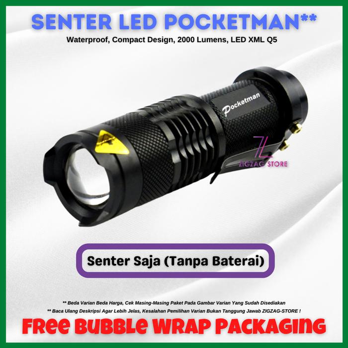 Gambar Pocketman Senter LED Flashlight 2000 Lumens Waterproof - Tanpa Baterai dari ZigZag-Store undefined Tokopedia