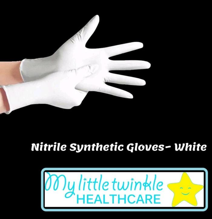Gambar Mylittletwinkle Healthcare Gloves Nitrile Synthetic 100 Per Box - Putih, S dari Mylittletwinkle Healthcare (GLOVEO) undefined Tokopedia