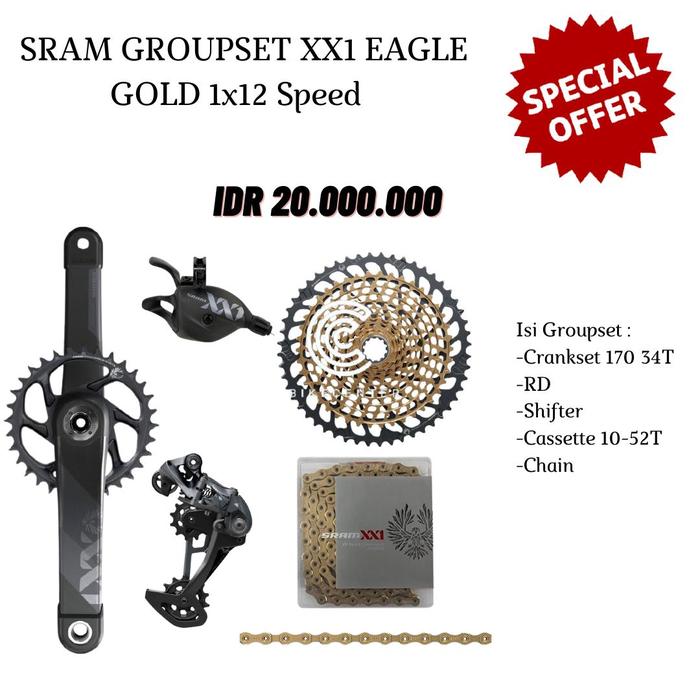 Gambar GROUPSET SRAM XX1 EAGLE DUB 1X12 SPEED - GOLD dari BIKE CENTER INDONESIA undefined Tokopedia