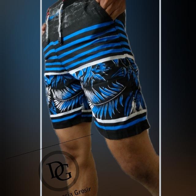 Gambar celana pendek pria kolor pantai santai harian - Biru dari DistronesiaGrosir undefined Tokopedia