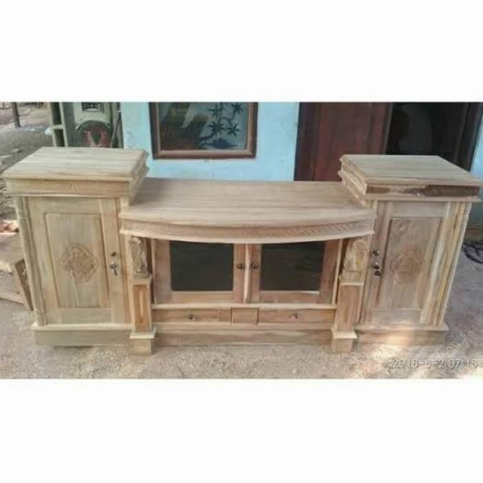 Gambar BUFET LEMARI TV KAYU JATI UKURAN 2 METER / MEJA TV JATI UKIRAN JEPARA - mentah/unfinish dari village.mart undefined Tokopedia