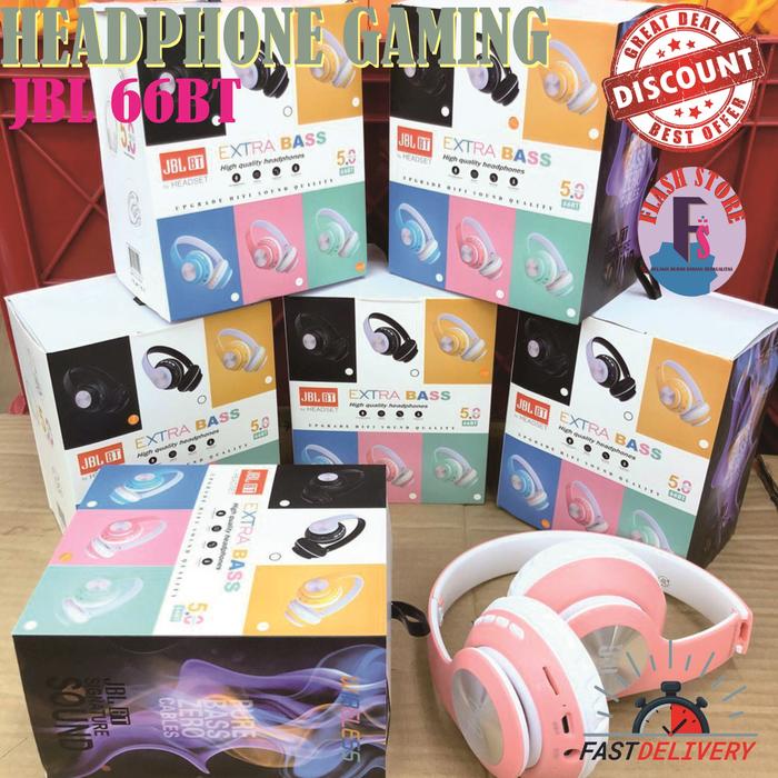 Gambar HEADSET HEADPHONE BLUETOOTH BANDO JBL 66BT SUPER BASS WIRELESS- BIRU - Tosca dari FLASH STORE8 undefined Tokopedia