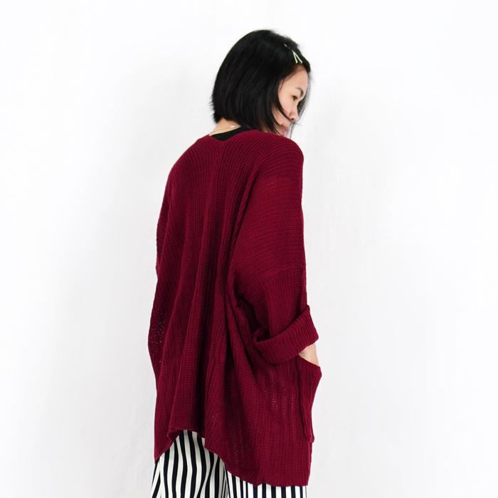 Gambar Okechuku OVERSIZE LAVELA KARDIGAN Wanita Jumbo Size Cardigan Rajut BIG - Marun dari Okechuku undefined Tokopedia