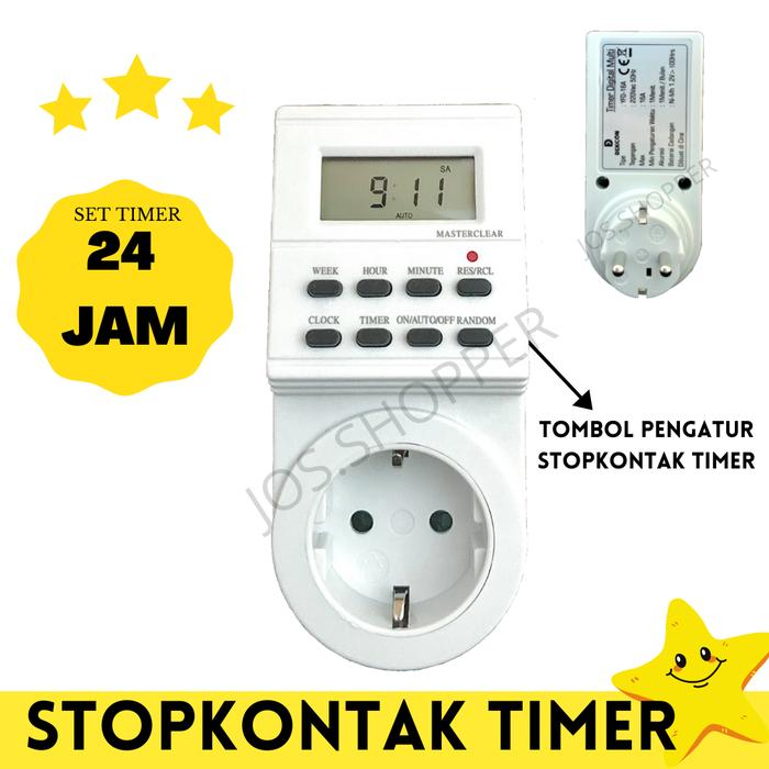 Gambar STOP KONTAK TIMER 24 JAM HIGH QUALITY TIMER LISTRIK DIGITAL ANALOG - DIGITAL dari JosShopper undefined Tokopedia