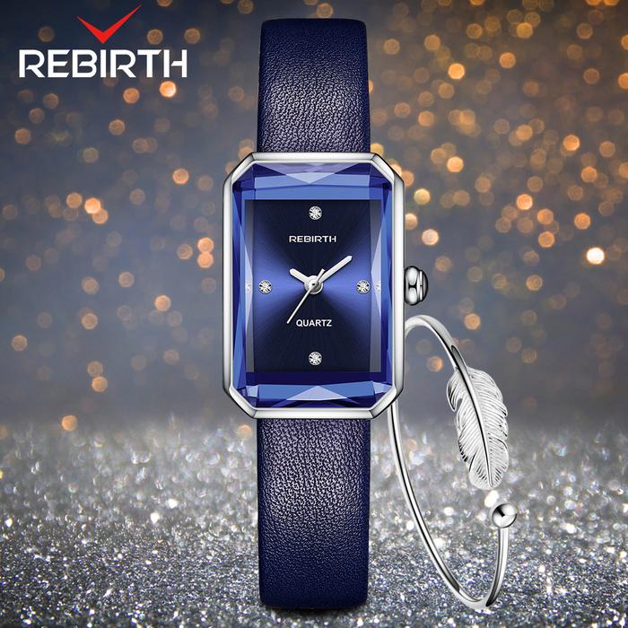 Gambar REBIRTH Jam Tangan Wanita  Atas Bisnis Anggun Square Tali kulit Jam Tangan Cewek - Biru dari biden watch ID undefined Tokopedia