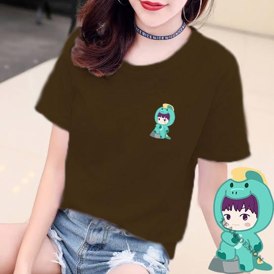 Gambar YOURSTYLE1119 - KAOS NCT GREEN REX DINO BAJU KAOS WANITA DISTRO UNISEX - coklat tua, XL dari yourstyle1119 undefined Tokopedia