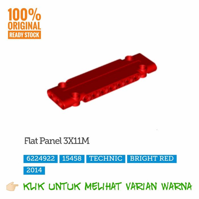 Gambar Lego Part 15458 Technic, Panel Plate 3 x 11 x 1 - Merah dari Lil-McBrick undefined Tokopedia