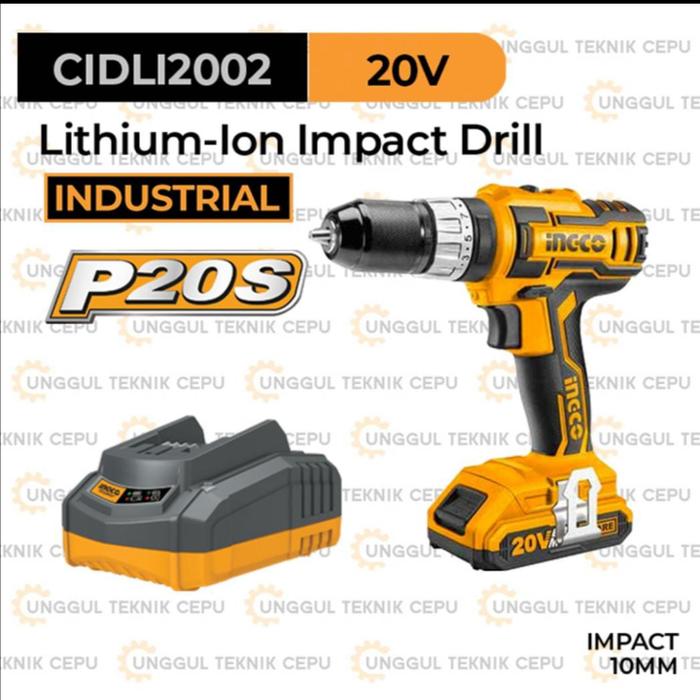 Jual P20S Cordless Impact Drill (10mm) INGCO CIDLI2002-Bor Tembok