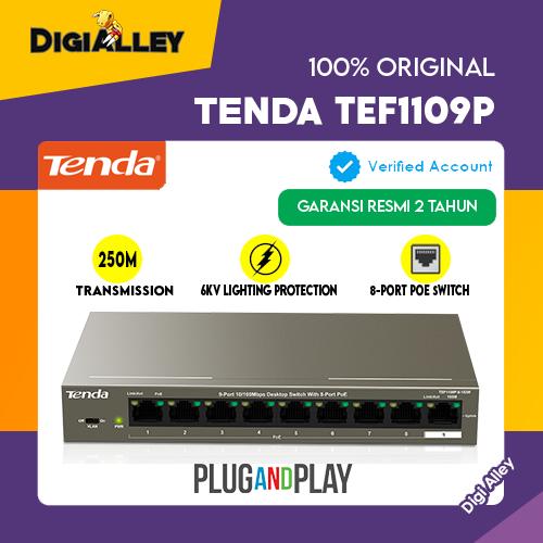 Gambar Tenda TEF1109P Networking Switch 9 Port 10/100 Mbps Tenda 8-63W PoE dari DIGI ALLEY undefined Tokopedia