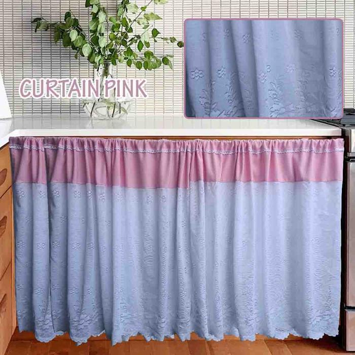 Gambar Gorden Kolong Dapur Shabby Curtain Minimalis Renda - pink, T55cm dari Cikololo undefined Tokopedia