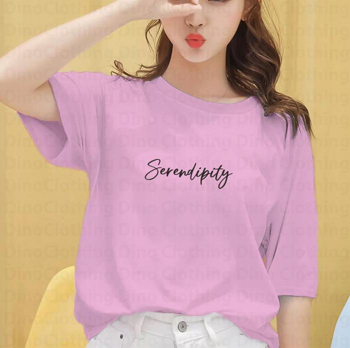 Gambar Dino Clothing - KAOS WANITA KEKINIAN SERENDIPITY/KAOS QUOTES KEKINIAN - Putih, S dari This is Dino undefined Tokopedia