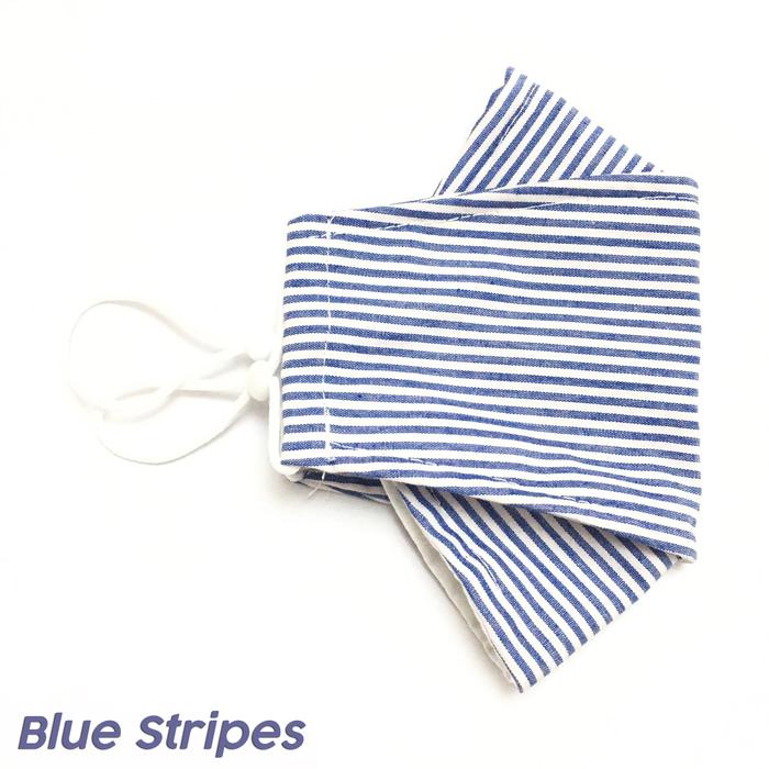 Gambar Masker Kain Motif Katun 3 Layer Bahan Tebal Karet Kuat Dapat dicuci - Blue Stripes dari Jbautofashion undefined Tokopedia