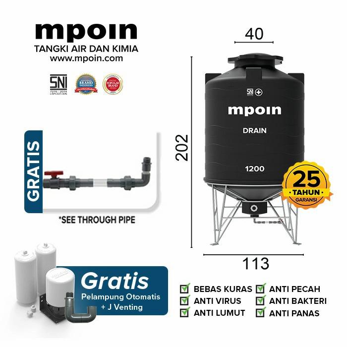 Jual Toren air Kuras MPOIN PLUS 1200 lt DRAIN- Tangki Air Tandon Air m ...