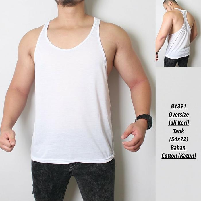 Gambar Kaos singlet polos tali kecil pria dewasa fitness gym Oversize Jumbo - Putih dari JELO STYLE undefined Tokopedia