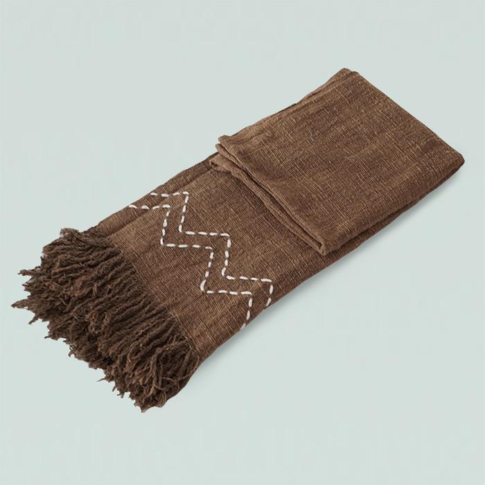 Gambar Throw Popcorn Zigzag / Throw Blanket - olive dari SEKEN LIVING undefined Tokopedia