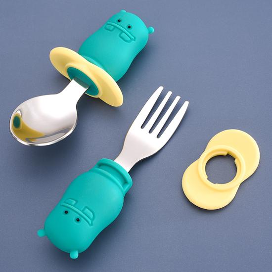 Gambar 2in1 Sendok Makan Garpu Makan Bayi Stainless Steel Baby Safe Practice - Biru Muda dari Gudang Solusi Dapur undefined Tokopedia