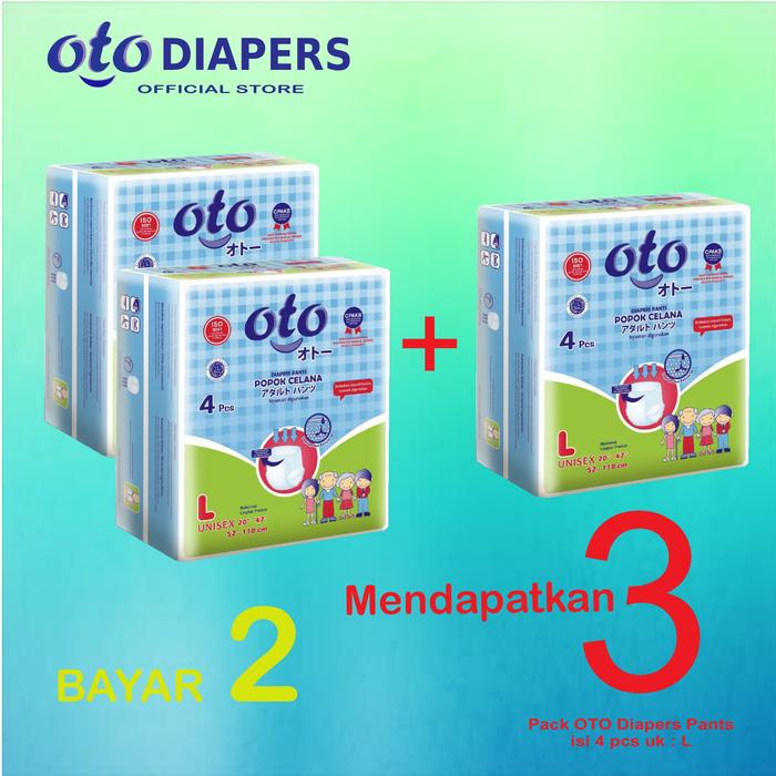 Gambar OTO Diapers Pants Popok Dewasa M L XL promo BUY 2 GET 1 FREE - L-isi4x dari OTO Popok Dewasa undefined Tokopedia