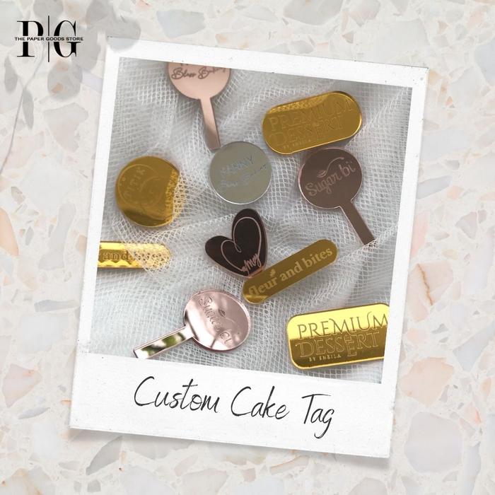 Jual Custom Cake Tag Topper / Tag Kue / Label Kue / Logo Kue / Brand ...