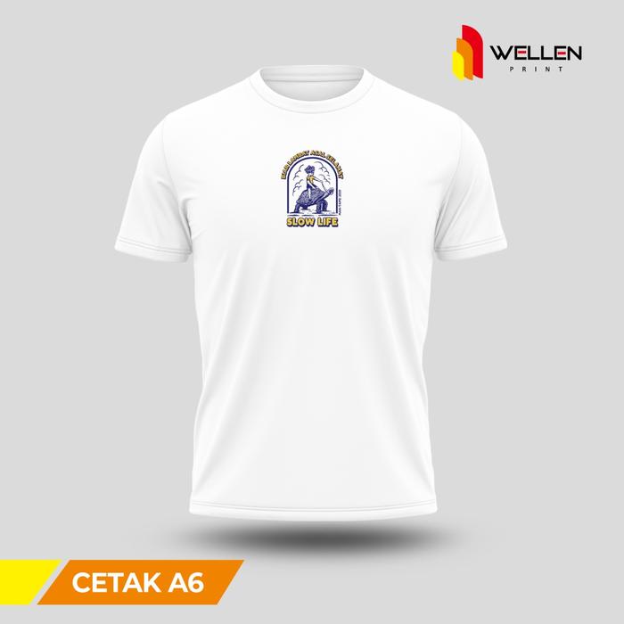 Gambar Kaos Lengan Pendek putih Print Custom / T-Shirt white Cetak Sablon DTG - A6, S dari WELLEN PRINT OFFICIAL undefined Tokopedia