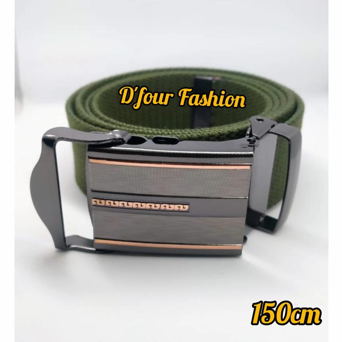 Gambar IKAT PINGGANG PRIA DAN WANITA BAHAN KANVAS BUCKLE ALOY G 055A 150CM - Hijau army dari Dfour Fashion undefined Tokopedia