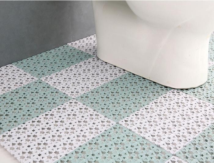 Gambar AR068 Alas Lantai Kamar Mandi Waterproof Anti Slip Massage Mat Puzzles - White Grey dari Jwenc undefined Tokopedia