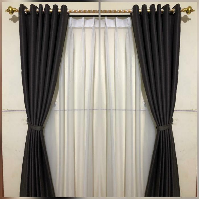 Gambar GORDEN BLACKOUT POLOS TIRAI PINTU JENDELA MINIMALIS L 100CM X T 200CM - Cokelat, T 150cm dari CURTAINS SHOP undefined Tokopedia