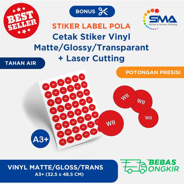 Gambar Stiker Vinyl Matte/ Glossy/Transparan + Cutting Laser dari sma printing undefined Tokopedia