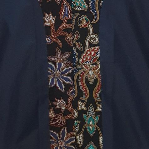 Gambar Blus Kombinasi Polos dan Strip Batik Wanita - Biru, all size dari ISTANA BATIK JAKARTA undefined Tokopedia