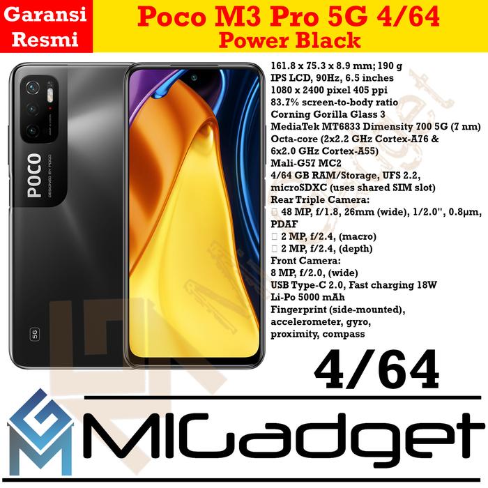 Gambar Poco M3 Pro 5G M 3 Pro 5G 4/64 Garansi Resmi - Power Black dari MiGadget Malang undefined Tokopedia