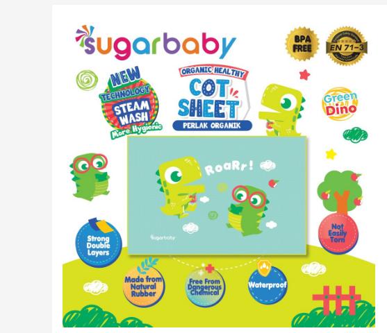 Gambar Sugar Baby Organic Healthy Cot Sheet (Perlak Organik) - Green Dino dari IndoMoms Official Store undefined Tokopedia