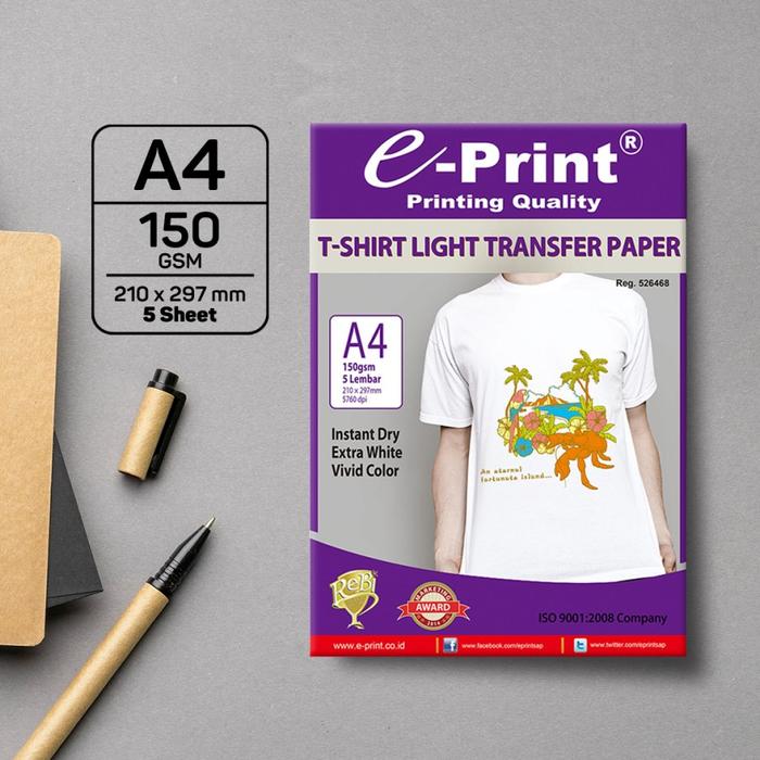 Gambar e-Print Light & Dark Transfer Paper isi 5 lembar / Kertas Sablon - Light T. Paper dari Alat Tulis Senang undefined Tokopedia