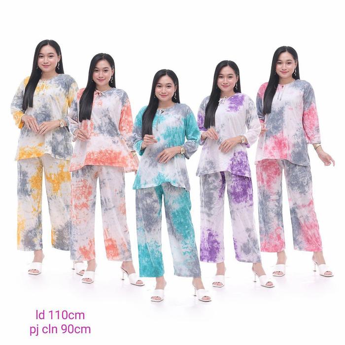 Gambar setelan daster celana panjang model jumputan tie dye Terbaru Terlaris - RANDOM dari 182Batik undefined Tokopedia