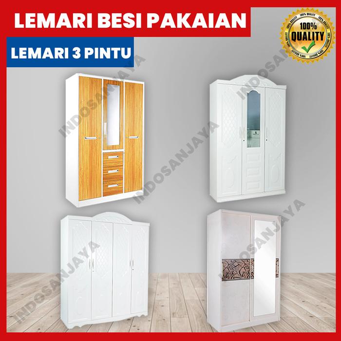 Gambar Lemari Pakaian Besi 3 Pintu Minimalis Modern - Lemari Baju Besi - GAMBAR UTAMA dari Indosanjaya undefined Tokopedia